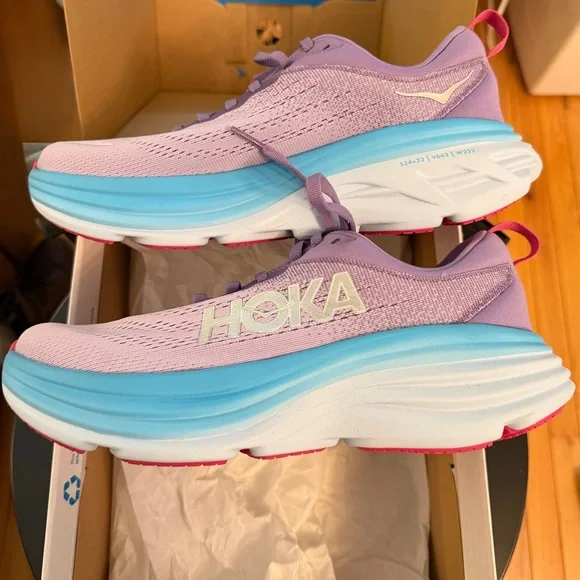 Hoka Bondi 8 Women Violet/Blue Running Shoes  7.5B WBDNI8 - Picture 4 of 12